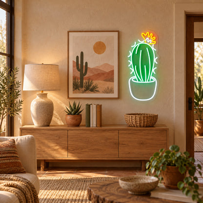 Cactus Plant LED Neon Sign Cactus with Flower Top - Shineneon