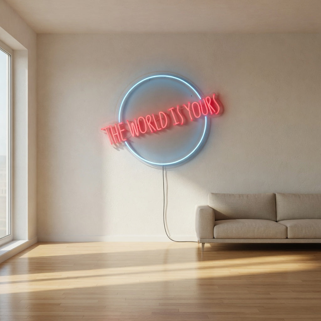 The World Is Yours LED Neon Sign Circle Ring Caps - Shineneon