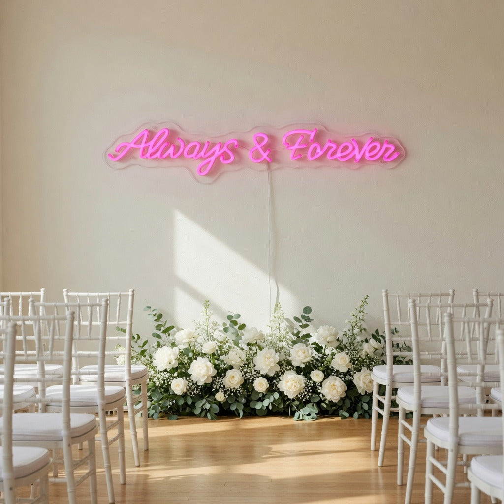 Always and Forever LED Neon Sign Wide Ampersand Script - Shineneon