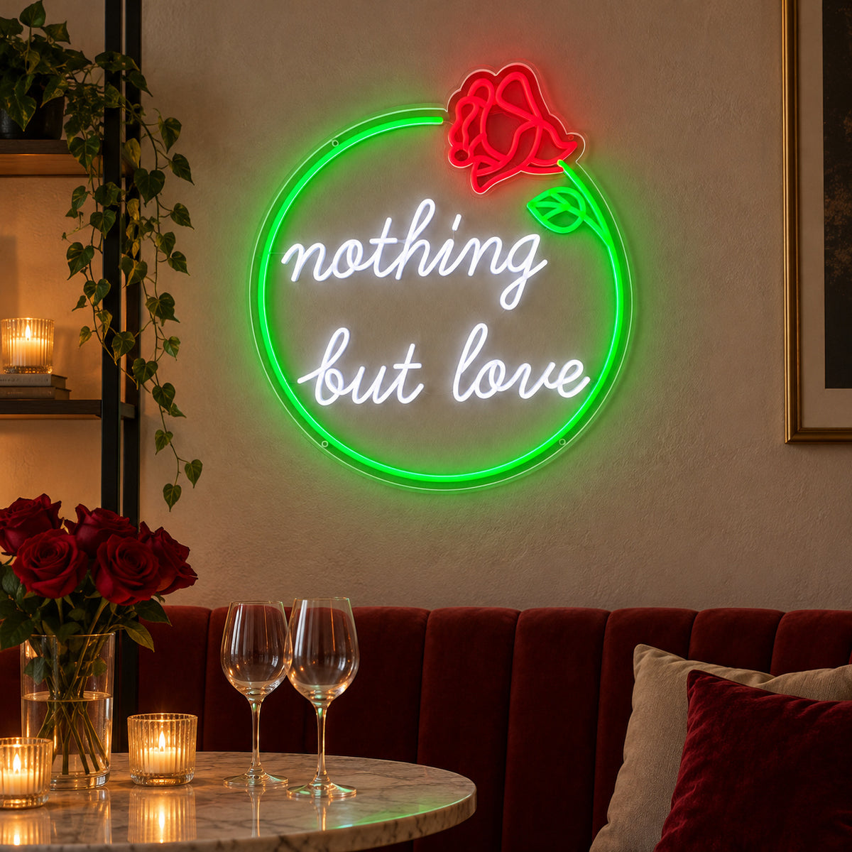 Nothing But Love LED Neon Sign, Dimmable Wall Light - Shineneon