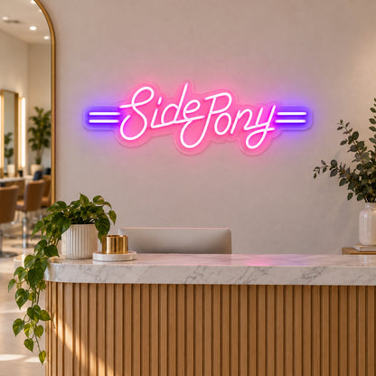 Side Pony LED Neon Sign for Salon, Light Up Business Decor - Shineneon