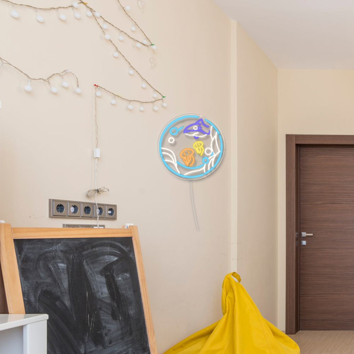 Ocean with Shark and Jellyfish LED Neon Sign for Kids Room - Shineneon