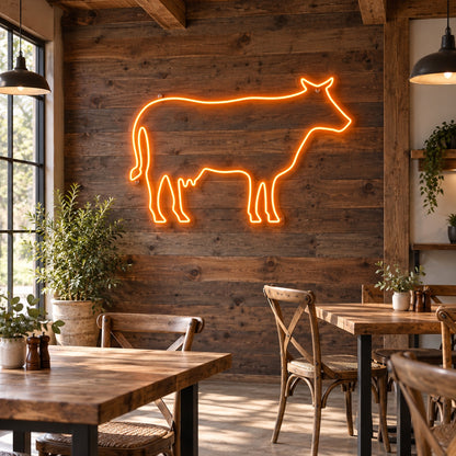 Cow LED Neon Sign Standing Cow Outline Wall Neon Signs - Shineneon