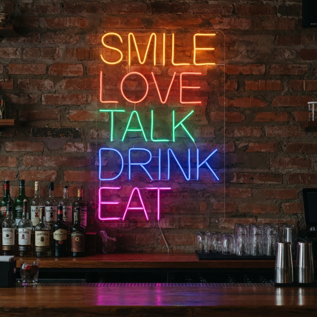 Smile Love Talk Drink Eat LED Neon Sign for Bar - Shineneon