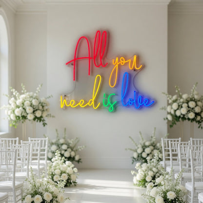 All You Need Is Love Rainbow Colors LED Neon Sign for Wedding - Shineneon