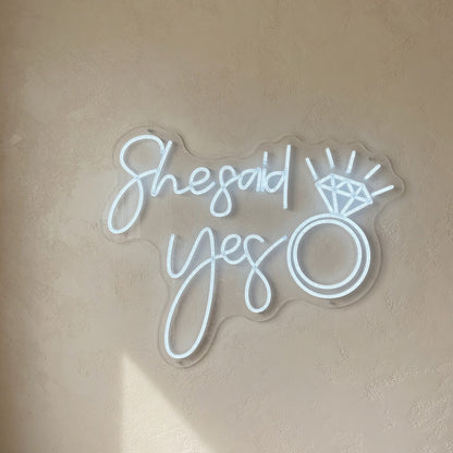 She Said Yes and Diamond Ring LED Neon Sign - Shineneon