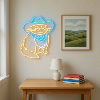 Cowboy Hat Cat LED Neon Sign - Shineneon