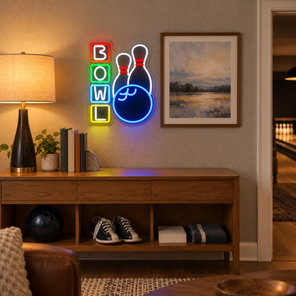 Bowling LED Neon Sign Vertical Letter Blocks with Ball - Shineneon