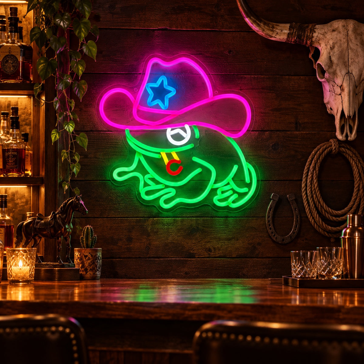 Cowboy Frog LED Neon Sign, Dimmable Wall Light - Shineneon