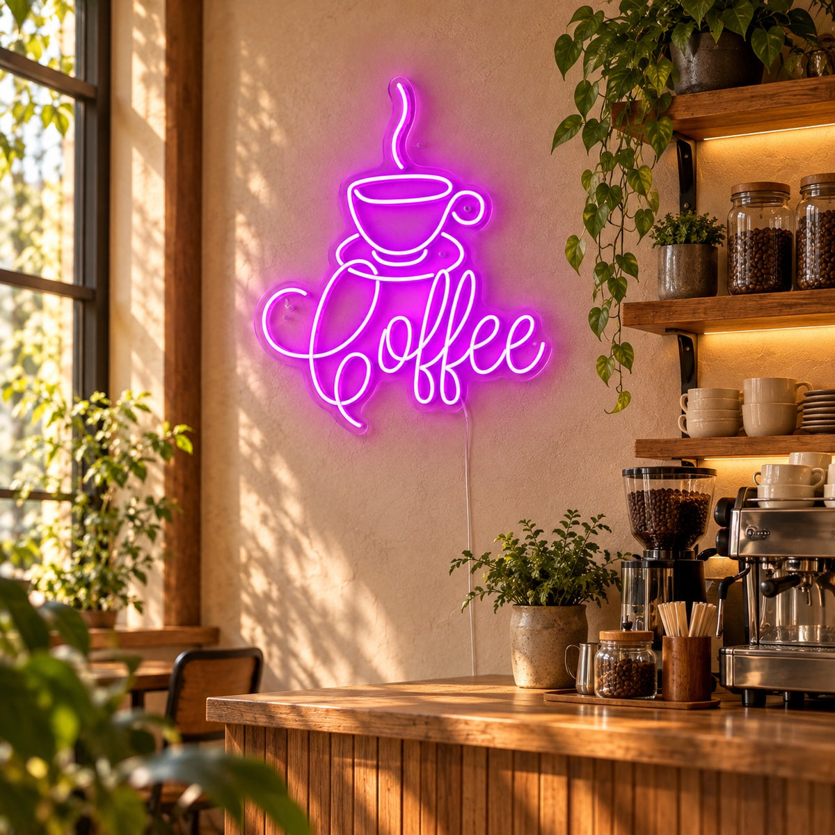 Coffee Bar LED Neon Sign Cup Corner Badge Wall Neon Signs - Shineneon