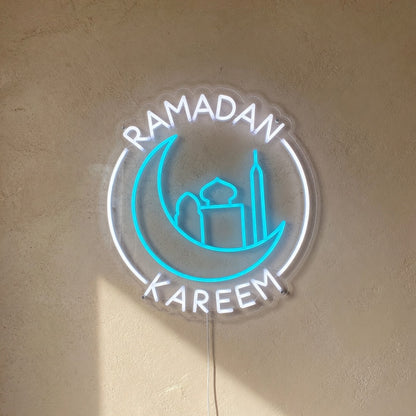 Ramadan Kareem LED Neon Sign Circle Crescent Badge - Shineneon
