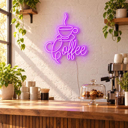 Coffee Bar LED Neon Sign, Cup Corner Badge - Shineneon