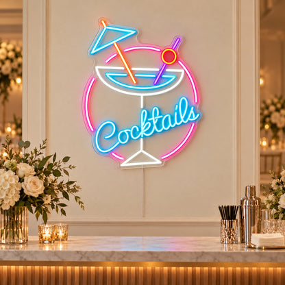 Cocktails Bar LED Neon Sign for Wedding, Light Up Party Decor - Shineneon