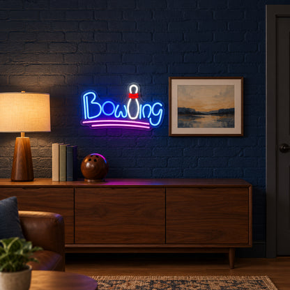 Bowling LED Neon Sign Script with Bowling Pin - Shineneon