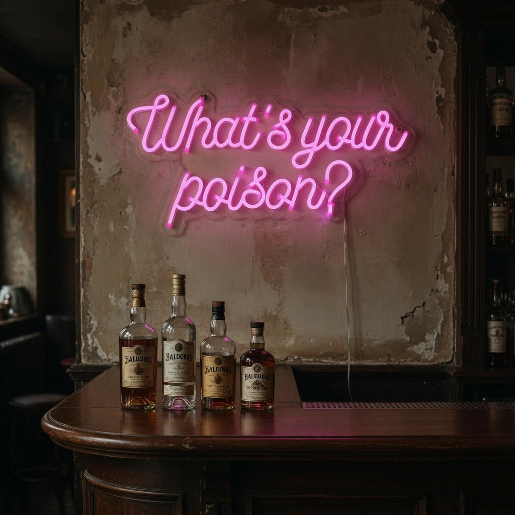 What's Your Poison LED Neon Sign Slim Glow Script - Shineneon