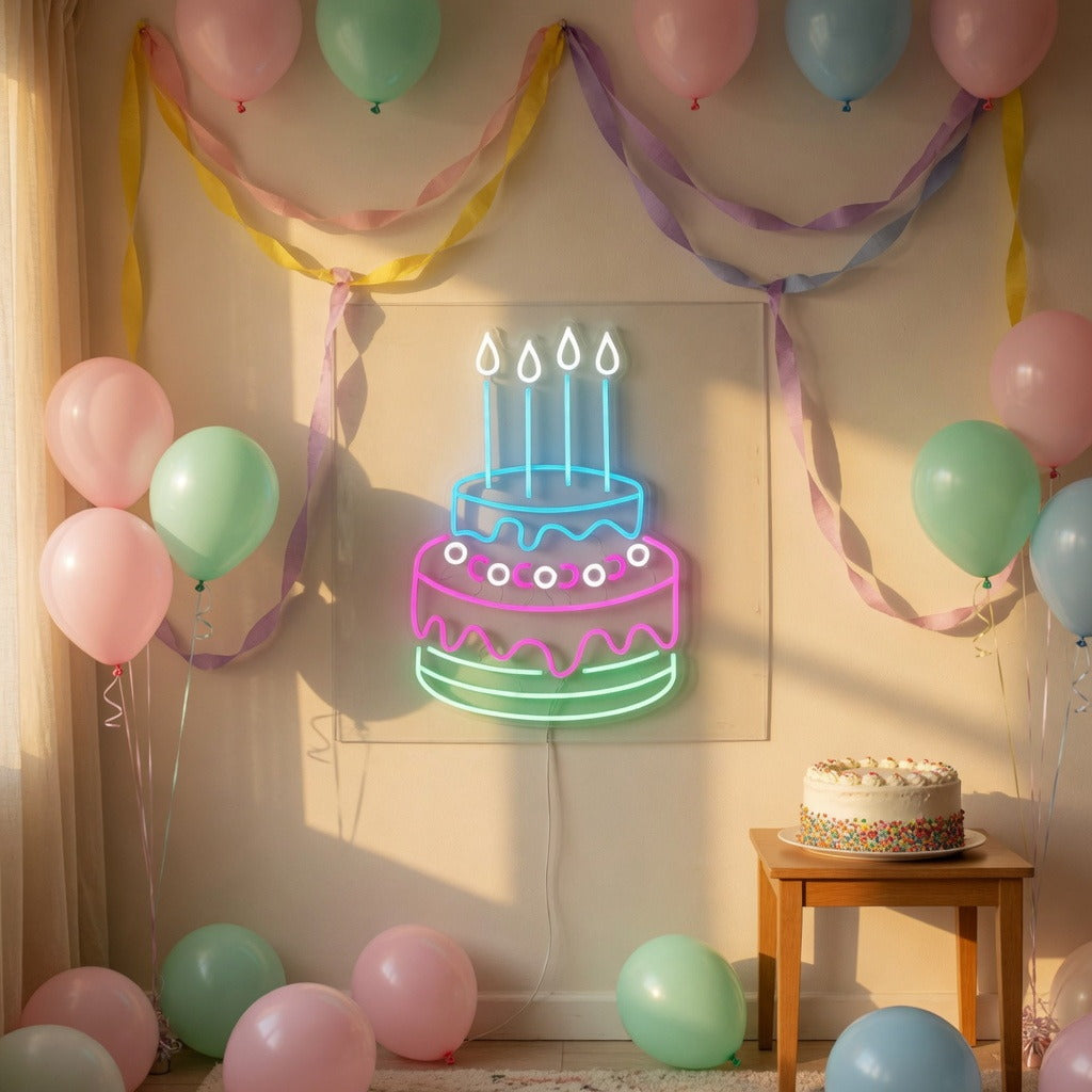 Birthday Cake LED Neon Sign Dimmable Wall Light - Shineneon