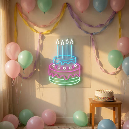 Birthday Cake LED Neon Sign Dimmable Wall Light - Shineneon