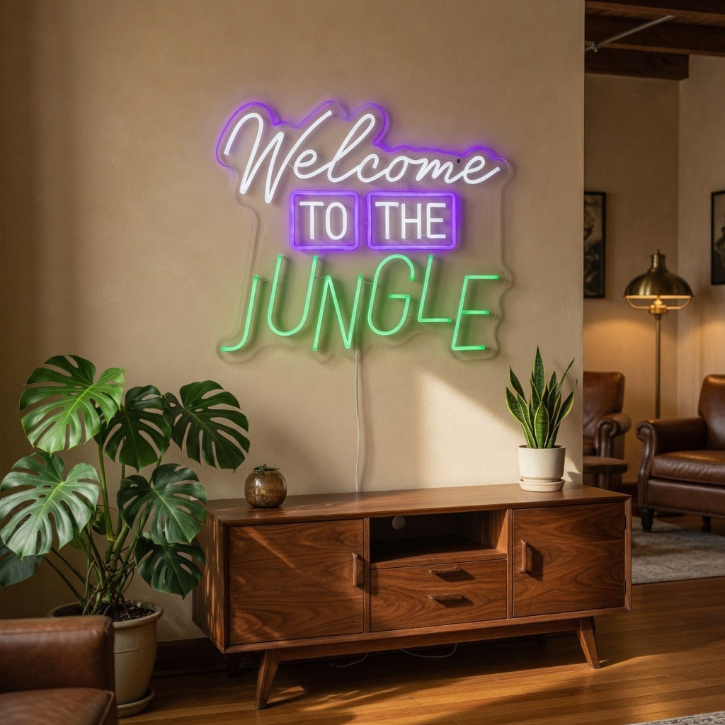Welcome to the Jungle LED Neon Sign Boxed Caps with Script - Shineneon