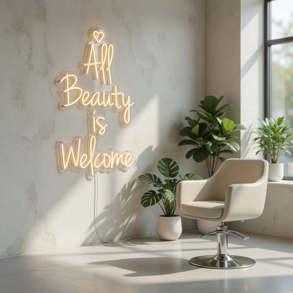 All Beauty Is Welcome LED Neon Sign for Storefront - Shineneon