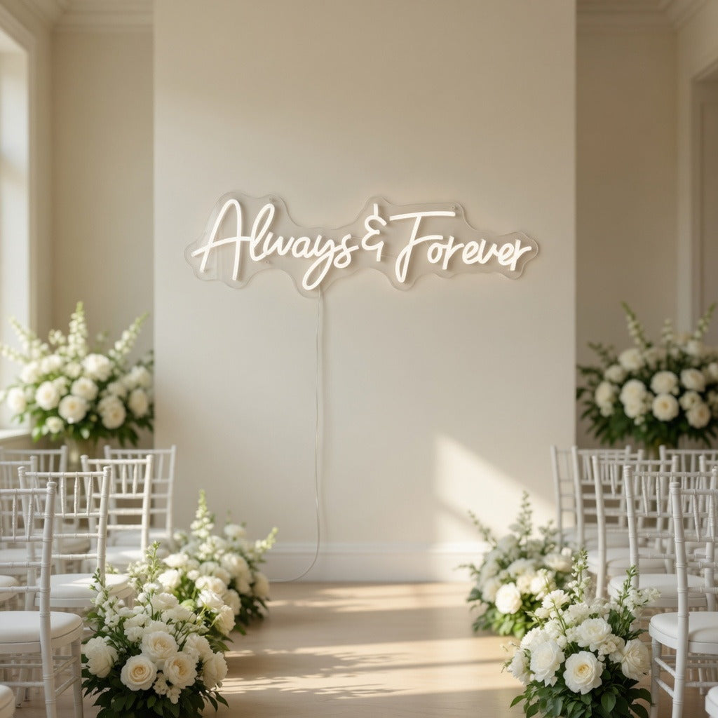 Always and Forever LED Neon Sign Floral Arch Script - Shineneon