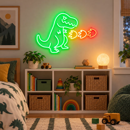 Fire Breathing Cute Cartoon Dinosaur LED Neon Sign for Kids Room - Shineneon