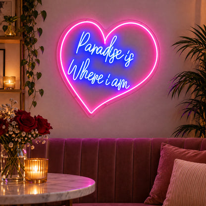 Paradise Is Where I Am LED Neon Sign for Wedding Light Up Party Decor Wall Neon Signs - Shineneon