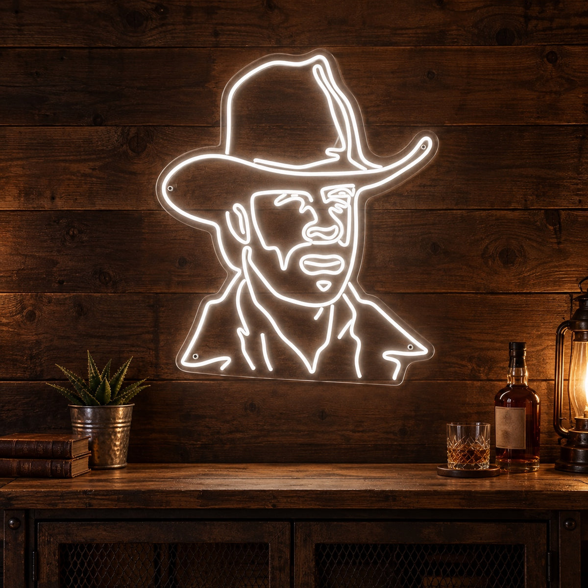 Cowboy Face Art LED Neon Sign for Man Cave Dimmable Wall Decor Wall Neon Signs - Shineneon