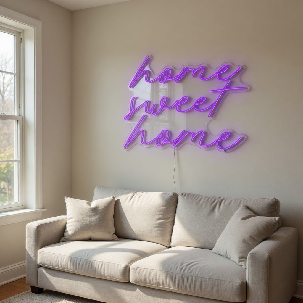 Home Sweet Home LED Neon Sign Lowercase Soft Script - Shineneon