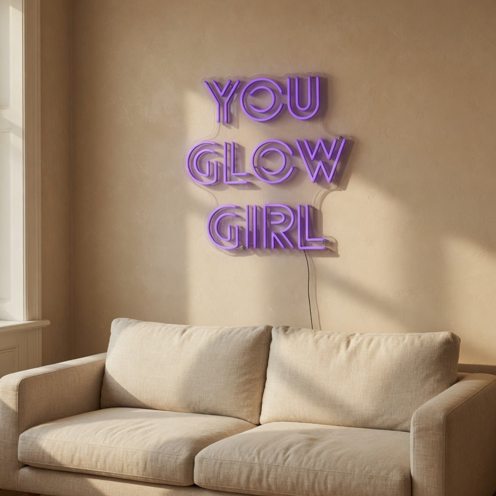 You Glow Girl LED Neon Sign Stacked Purple Era Caps - Shineneon