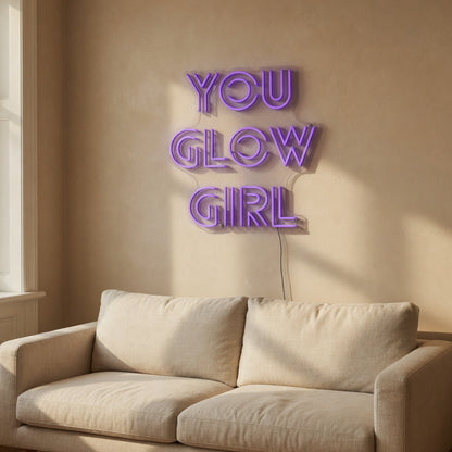 You Glow Girl LED Neon Sign Stacked Purple Era Caps - Shineneon
