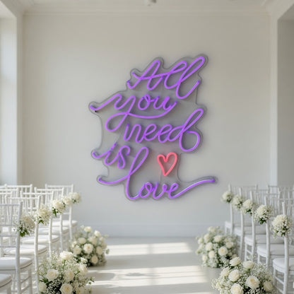 All You Need Is Love LED Neon Sign Vertical Stacked Script - Shineneon