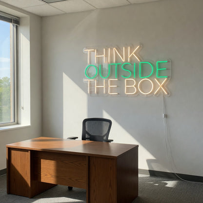 Think Outside the Box LED Neon Sign for Business Light Up Wall Decor - Shineneon
