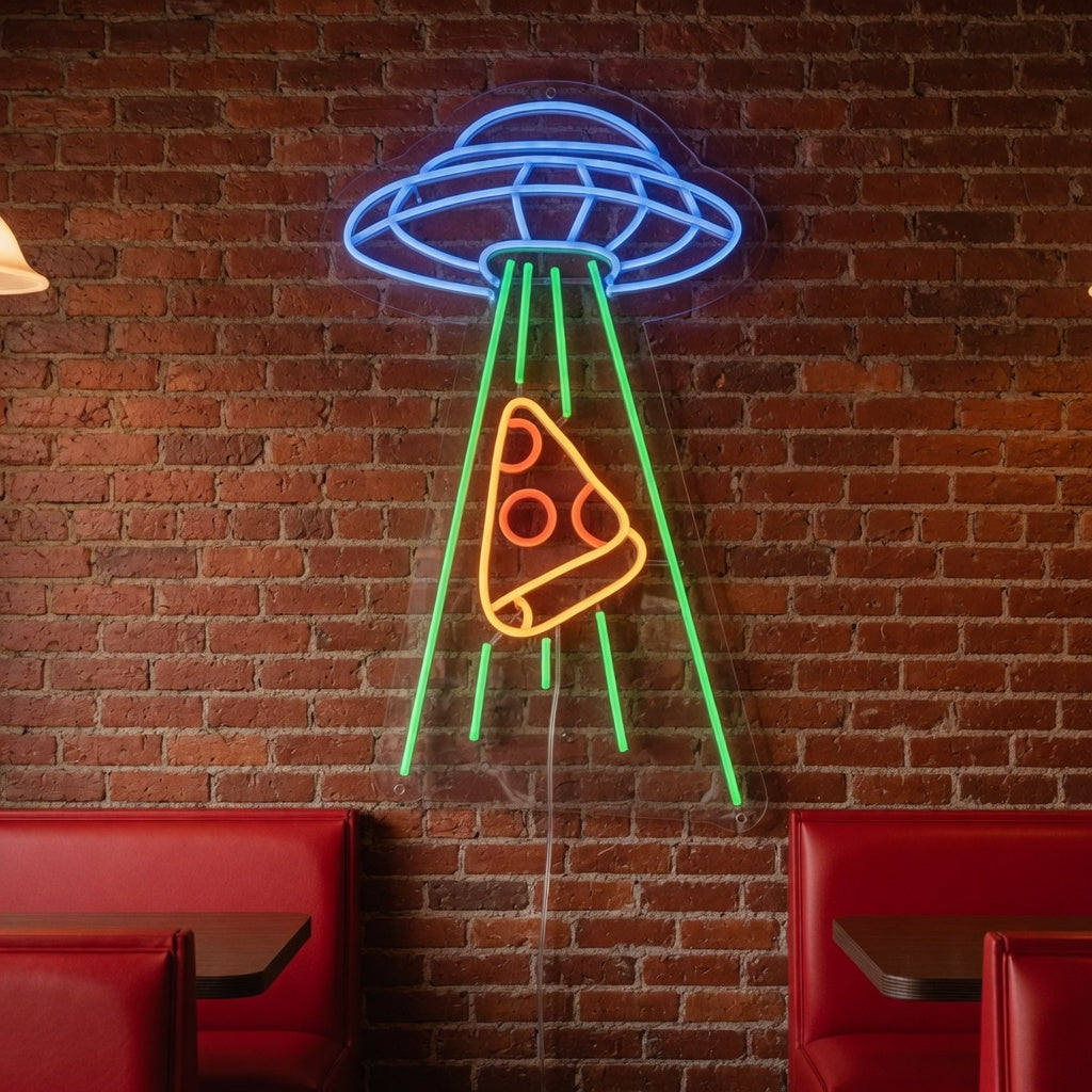 UFO Pizza Abduction LED Neon Sign for Bar - Shineneon