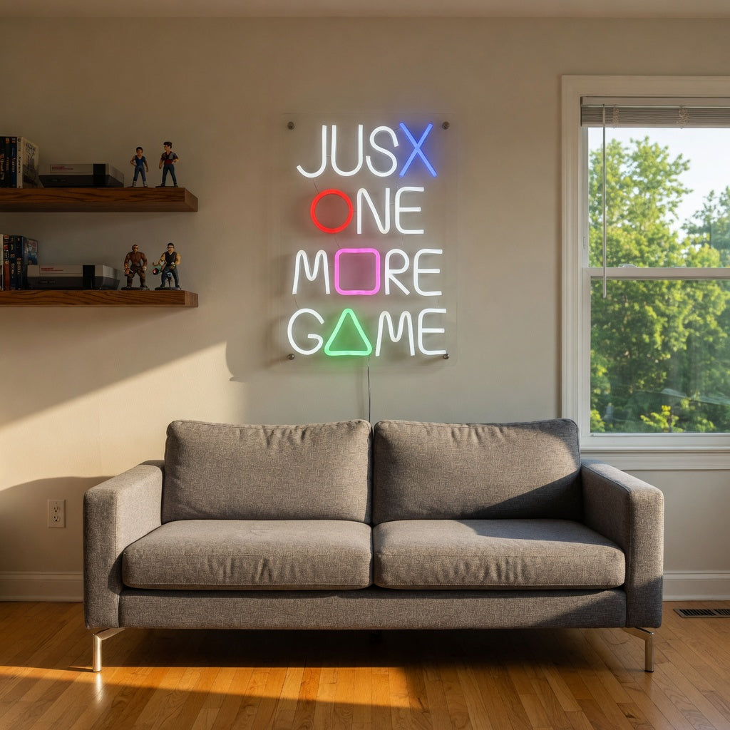 Just One More Game LED Neon Sign for Man Cave Dimmable Wall Decor - Shineneon