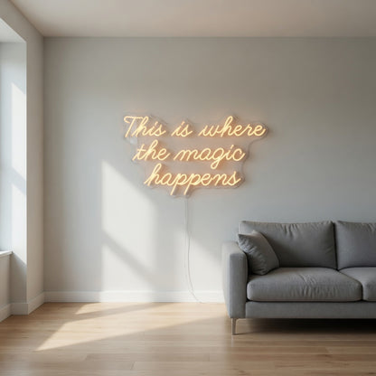 This Is Where the Magic Happens LED Neon Sign Compact Cursive Style - Shineneon
