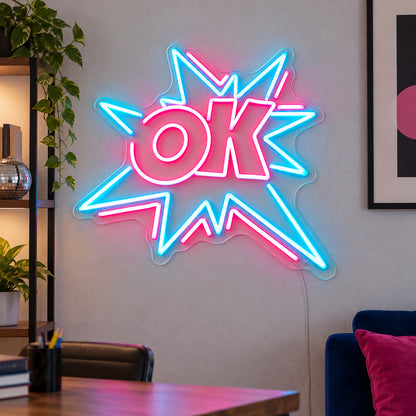 OK LED Neon Sign for Man Cave Dimmable Wall Decor Wall Neon Signs - Shineneon
