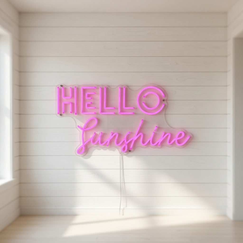 Hello Sunshine LED Neon Sign Stacked Two Tone Script - Shineneon