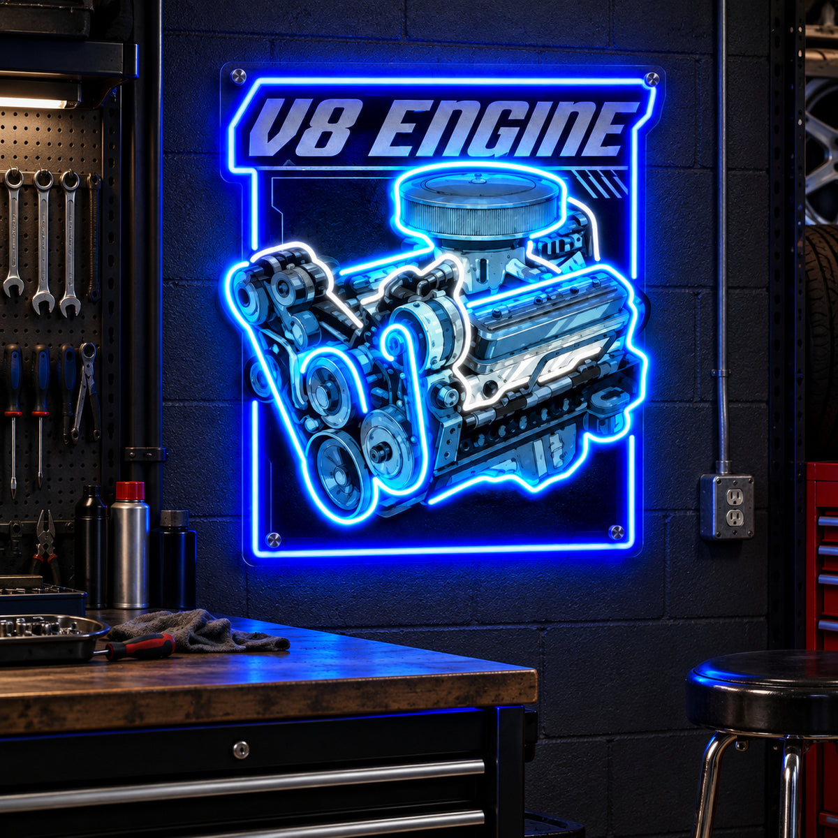 V8 Engine LED Neon Sign - Shineneon