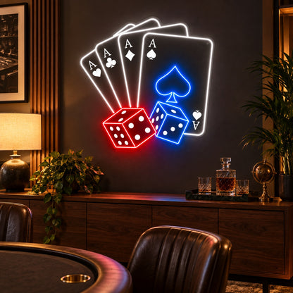 Poker Cards and Dice LED Neon Sign - Shineneon