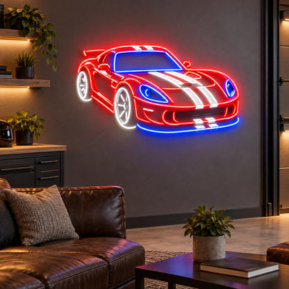 Red and White Sports Car LED Neon Sign - Shineneon