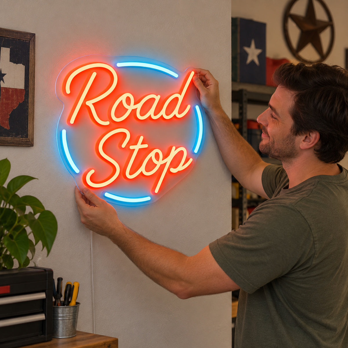 Road Stop Motel Vintage LED Neon Sign Wall Neon Signs - Human Interaction