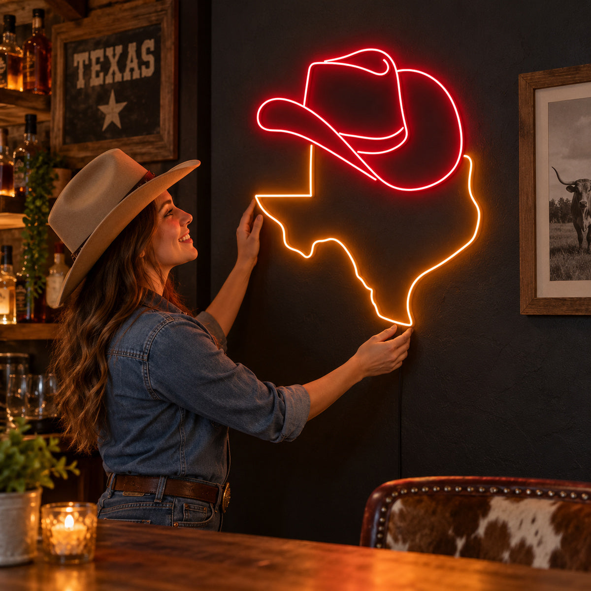 Texas Word Vintage LED Neon Sign Wall Neon Signs - Human Interaction