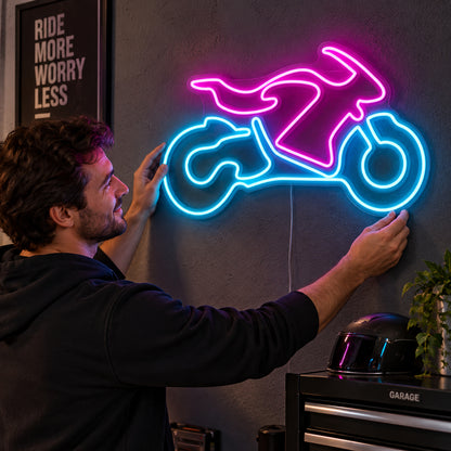 Sport Motorcycle Rectangle Vintage LED Neon Sign Wall Neon Signs - Human Interaction