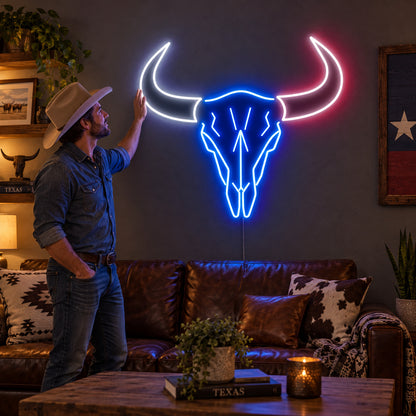 Large Longhorn Bull Skull LED Neon Sign Wall Neon Signs - Human Interaction
