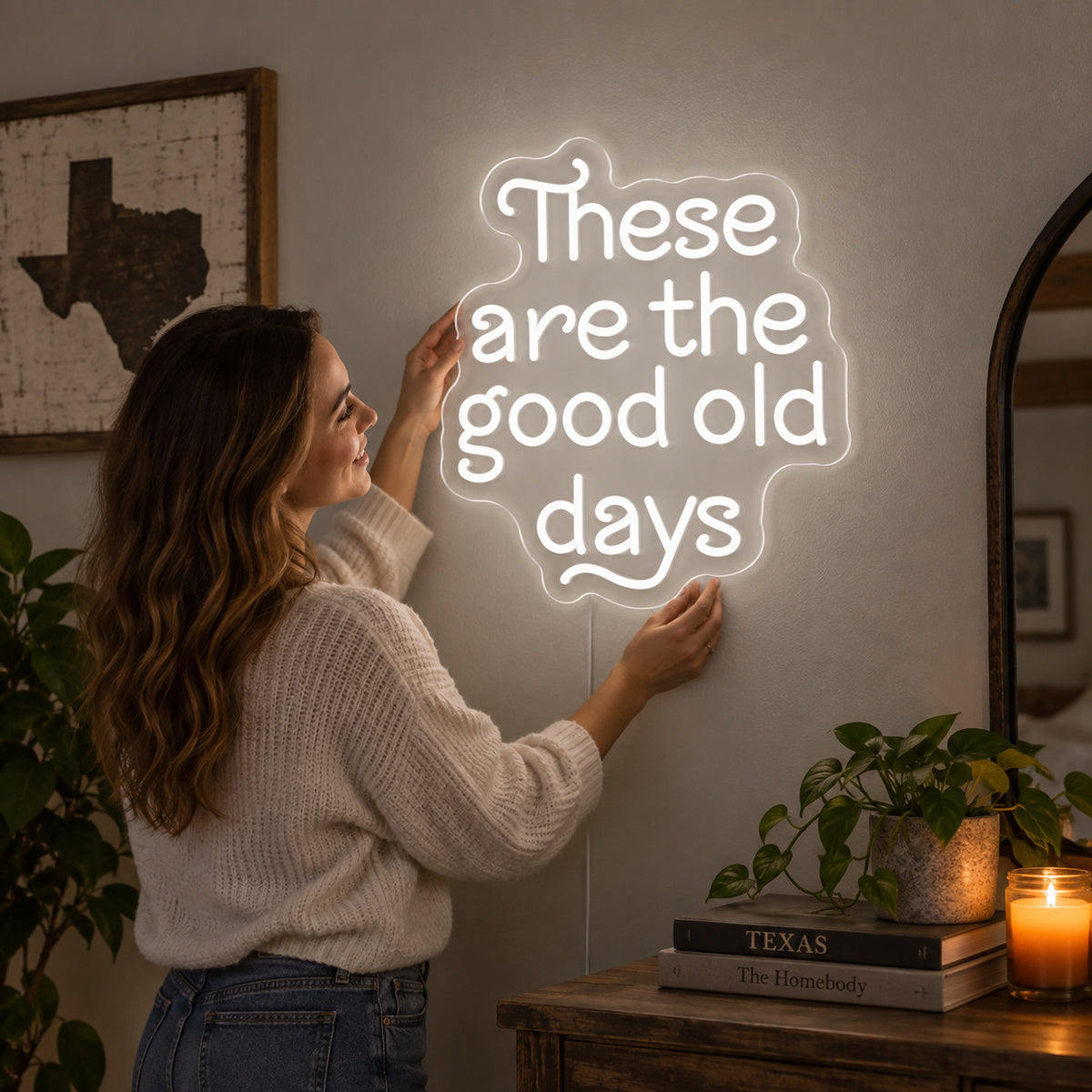 These Are The Good Old Days Block Letters Vintage LED Neon Sign Wall Neon Signs - Human Interaction