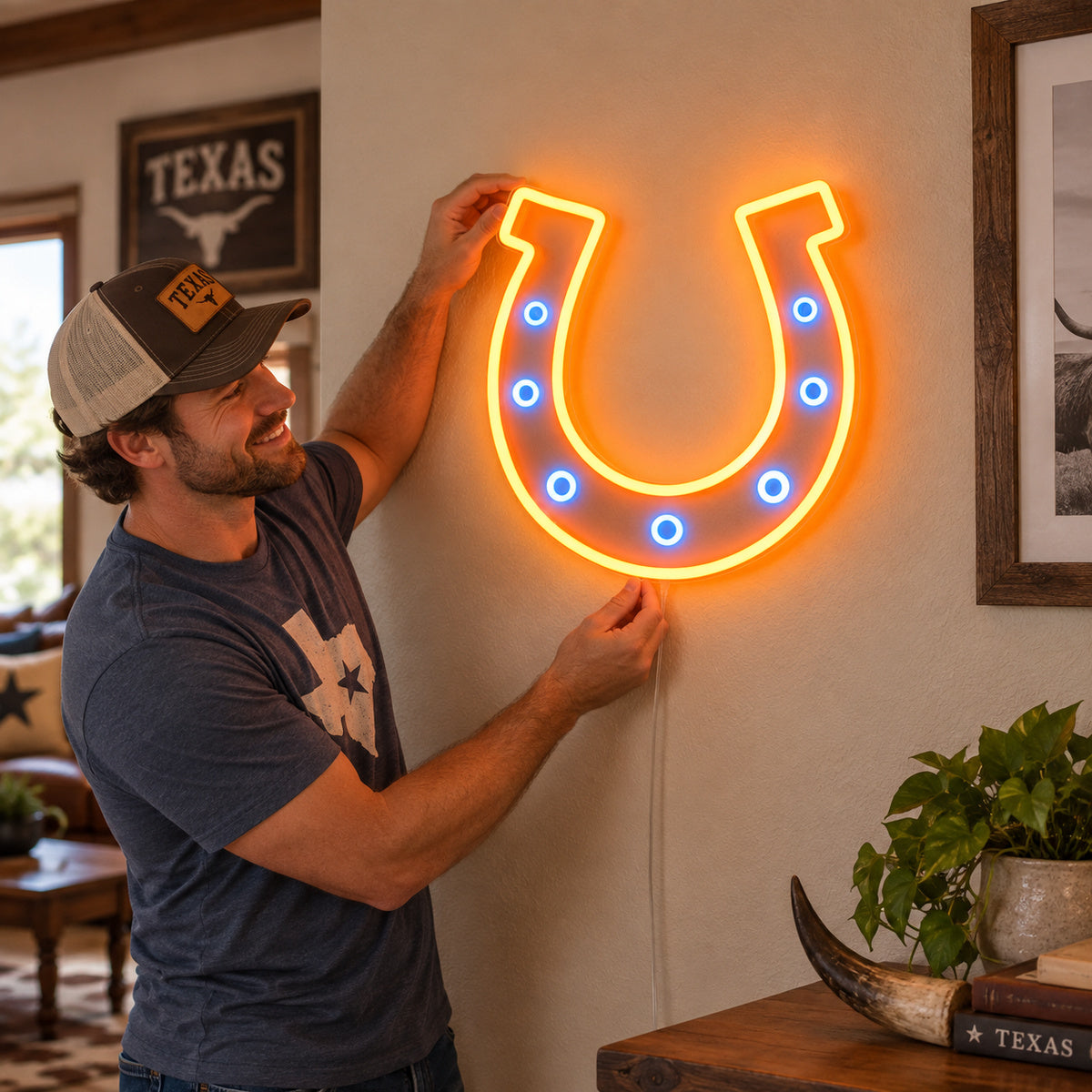 Saloon Horseshoe Vintage LED Neon Sign Wall Neon Signs - Human Interaction