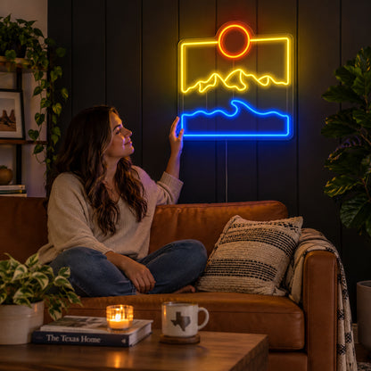 Mountain Ocean Landscape LED Neon Sign Wall Neon Signs - Human Interaction