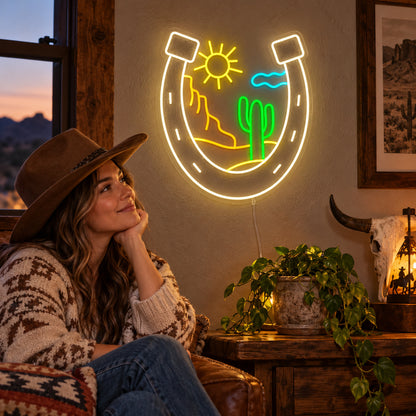 Horseshoe Mountains Cactus LED Neon Sign Wall Neon Signs - Human Interaction