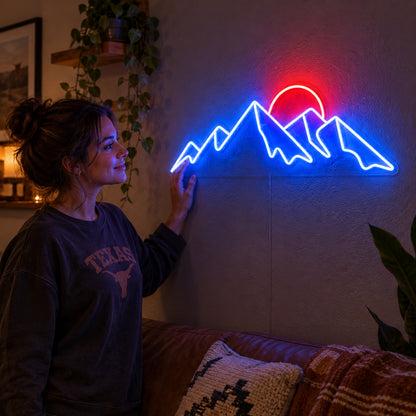 Jagged Mountain Sunset LED Neon Sign Wall Neon Signs - Human Interaction