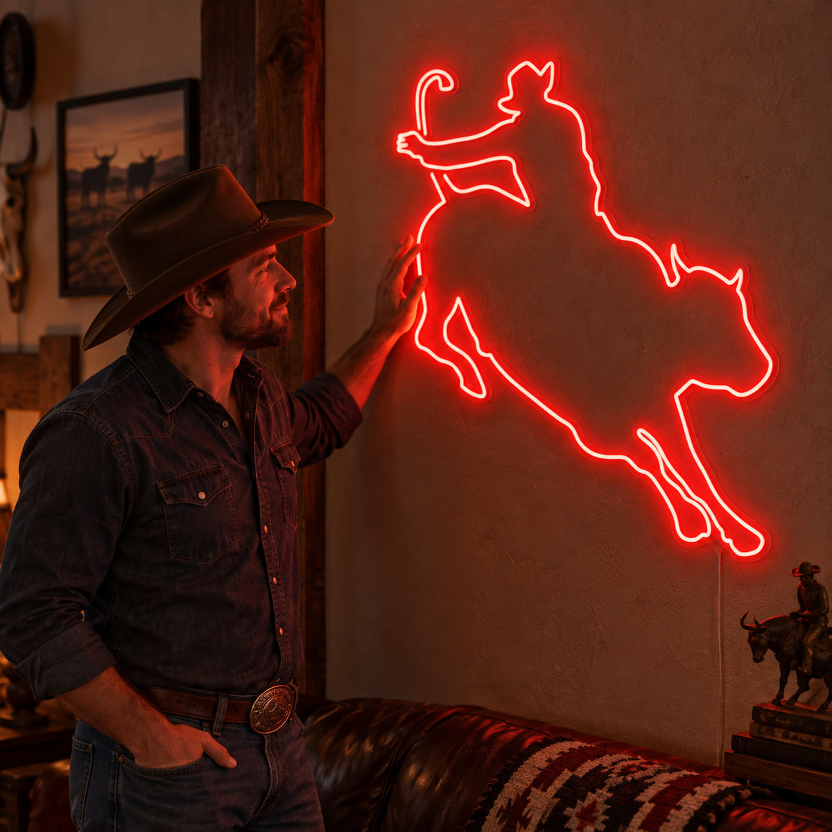 Lasso Bull Rider LED Neon Sign Wall Neon Signs - Human Interaction